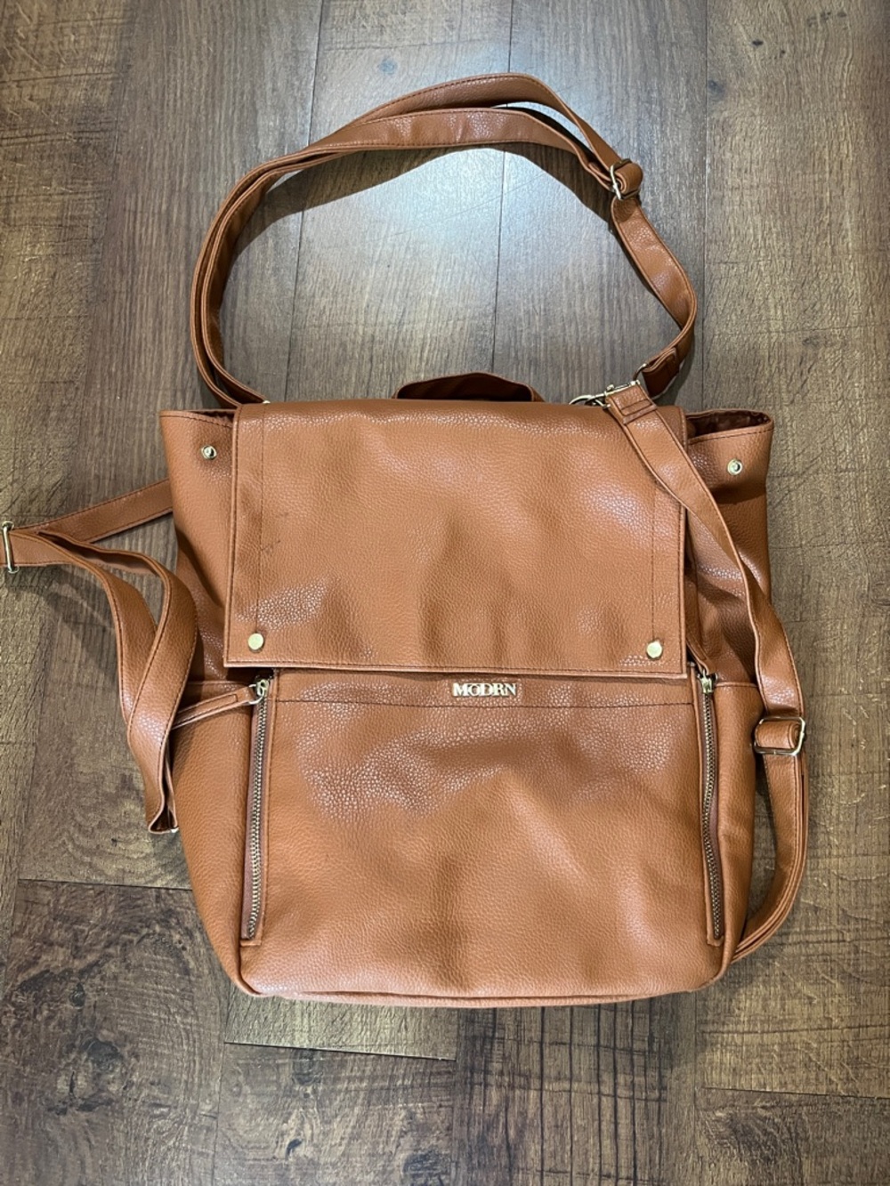Tan Leather-Look Men's Messenger Bag